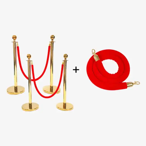 Gold Bollard & Velvet Red Rope - Image 2