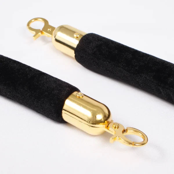Bollard Velvet Rope - Black (Gold Finish Clips) - Image 2