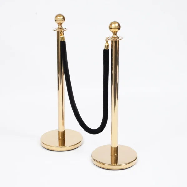 Bollard Velvet Rope - Black (Gold Finish Clips) - Image 3