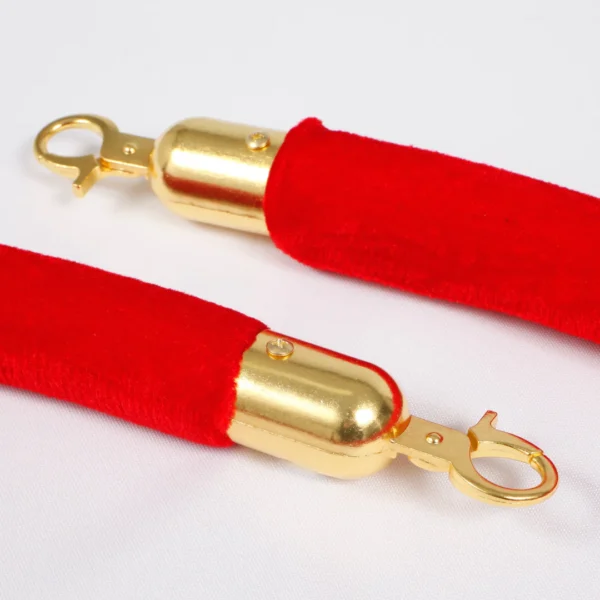 Bollard Velvet Rope - Red (Gold Finish Clips) - Image 2