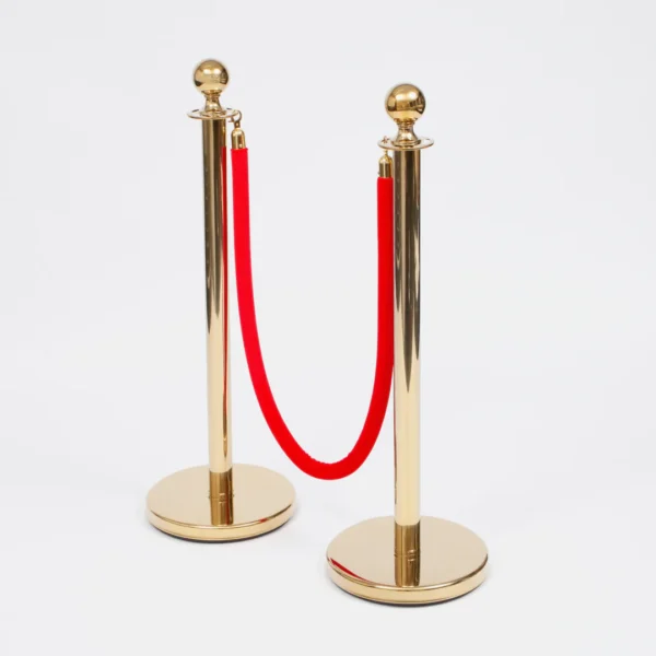 Bollard Velvet Rope - Red (Gold Finish Clips) - Image 3