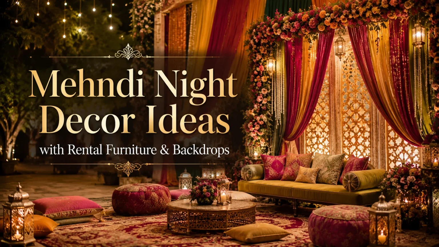 Mehndi Night Decor Ideas with Rental Furniture & Backdrops