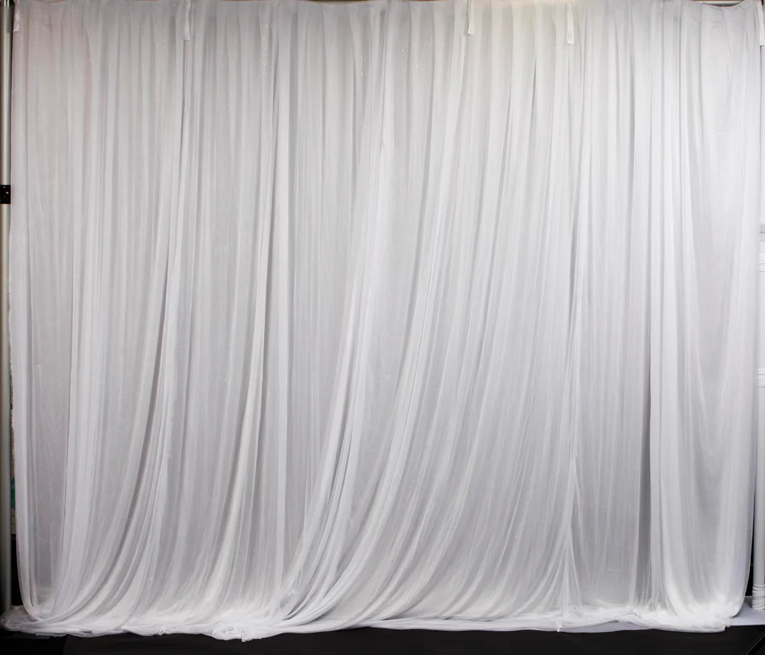 White Beauty Backdrop Curtain Organza with Satin Silk Backing
