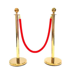 Gold Bollard & Velvet Red Rope